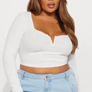 White ribbed Crop long sleeve